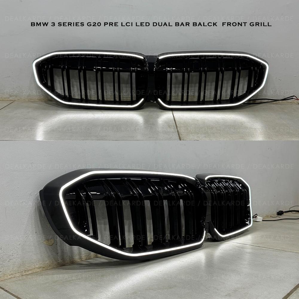 Dual Bar Glossy Black LED Front Grill Suitable For BMW 3 Series G20 Pre LCI  