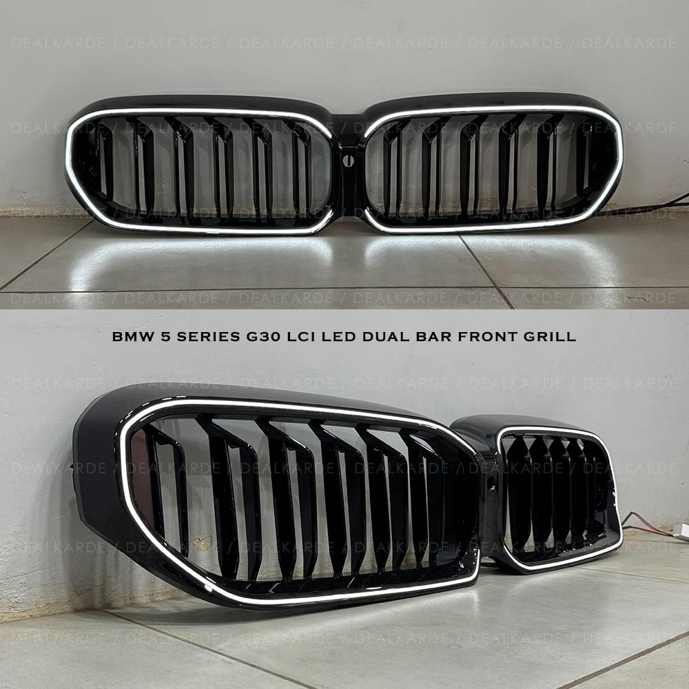 Dual Bar Glossy Black LED Front Grill Suitable For BMW 5 Series G30 LCI 