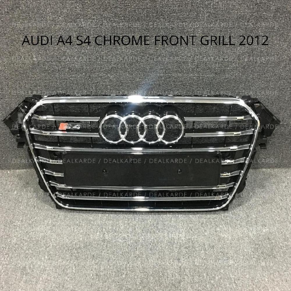  S4 Black With Chrome Bar Front Grill Compatible For Audi A4 B8.5