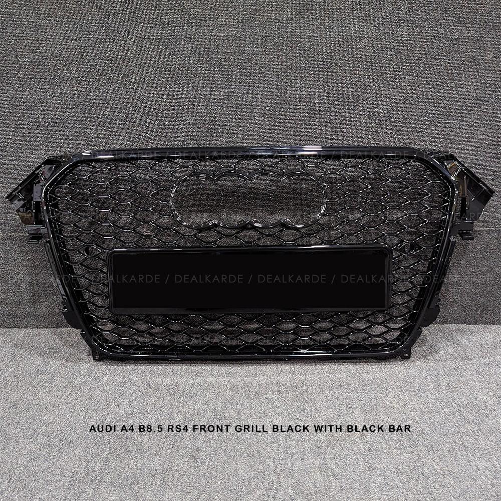 RS4 Black With Black Bar Front Grill Compatible For Audi A4 B8.5  