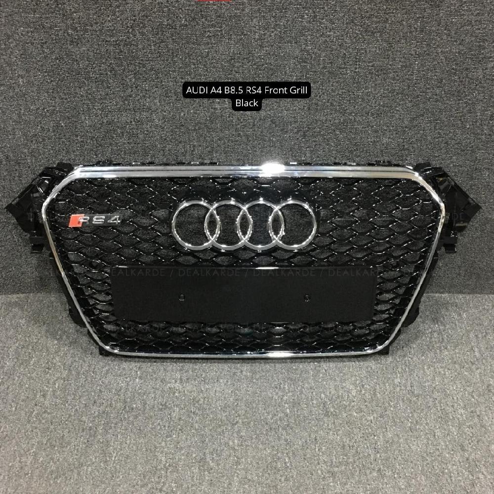 RS4 Black With Chrome Bar Front Grill Compatible For Audi A4 B8.5 