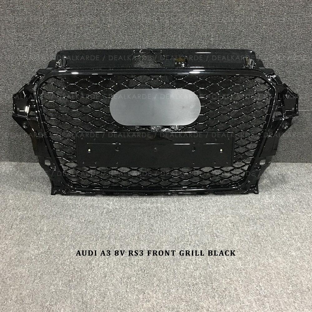 RS3 Glossy Black Front Grill Compatible For Audi A3 8V 