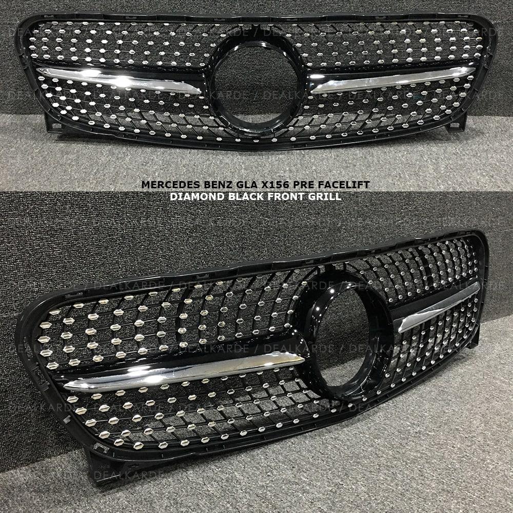 Diamond Black Front Grill Compatible With Mercedes Benz GLA X156 Pre Facelift 