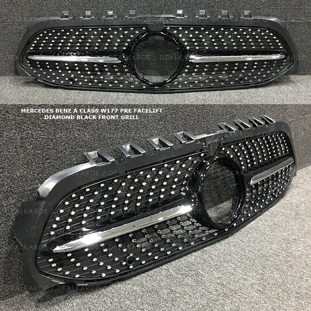 Diamond Black Front Grill Compatible For Mercedes Benz A Class W177 Limo Pre Facelift 