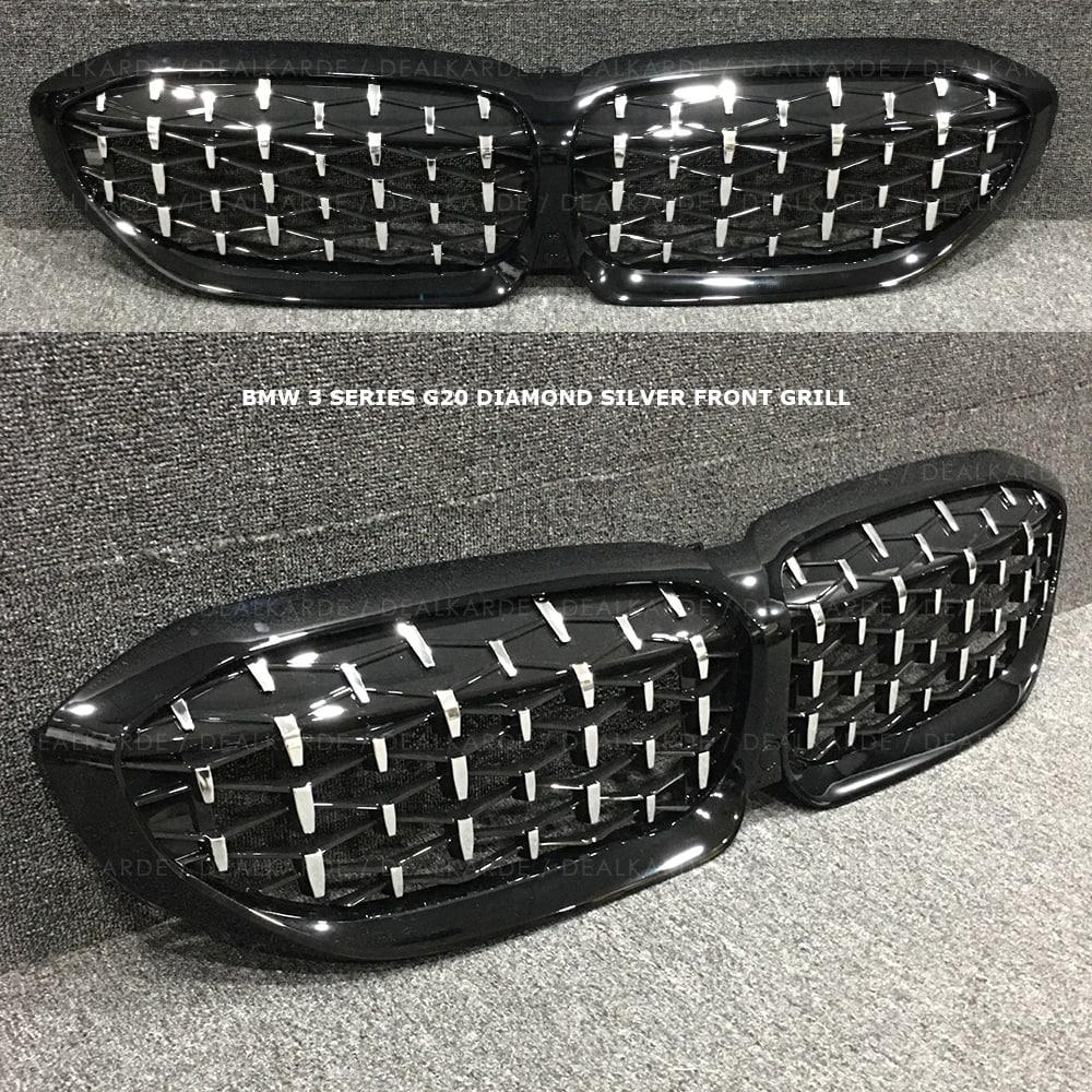 Diamond Silver Front Grill Compatible For BMW 3 Series G20 Pre LCI