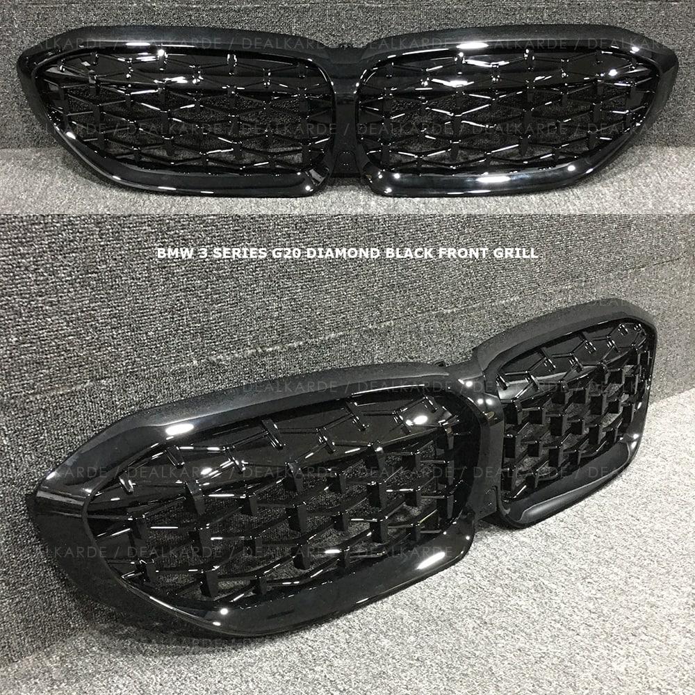 Diamond Black Front Grill Compatible For BMW 3 Series G20 Pre LCI