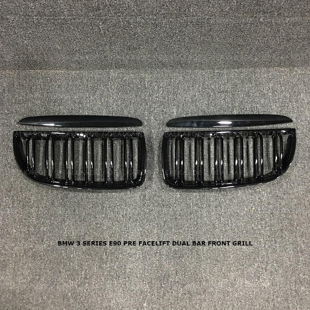 Dual Bar Front Grill Compatible For BMW 3 Series E90 Pre LCI 