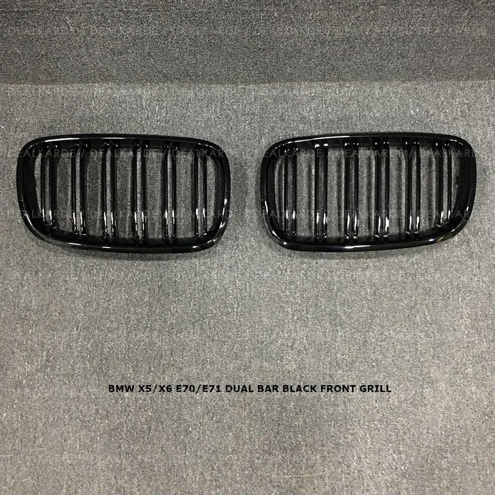 Dual Bar Glossy Black Front Grill Compatible For BMW X5 E70 ( X6 / E71 )