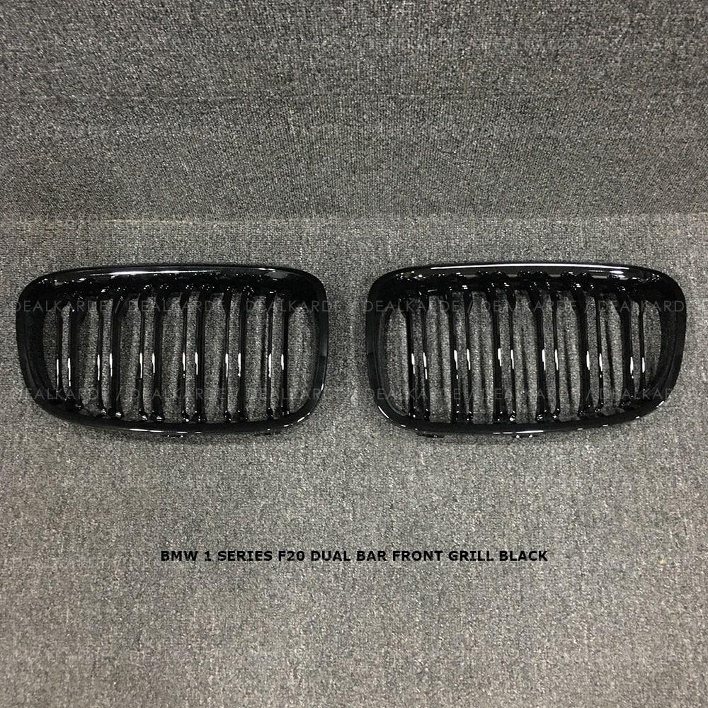 Dual Bar Glossy Black Front Grill Compatible For BMW 1 Series F20 LCI