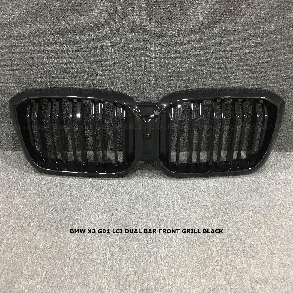  Dual Bar Glossy Black Front Grill Compatible For BMW X3 G01 LCI / X4 G02 LCI