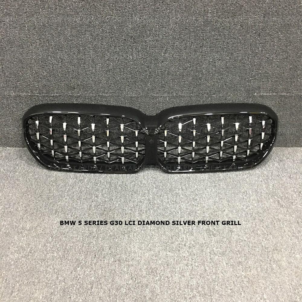 Diamond Silver Front Grill Compatible For BMW 5 Series G30 LCI 