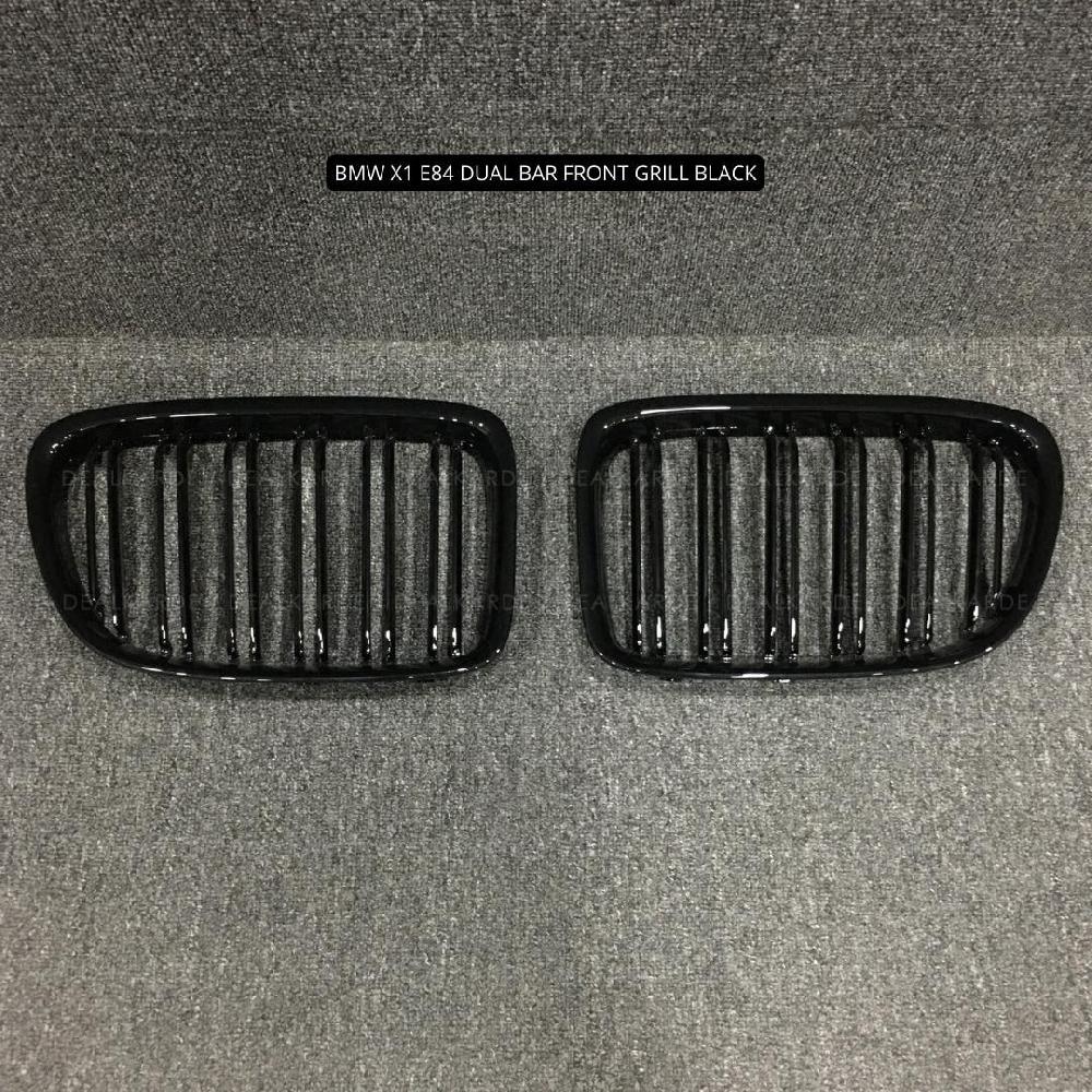 Dual Bar Front Grill Glossy Black Compatible For BMW X1 E84  