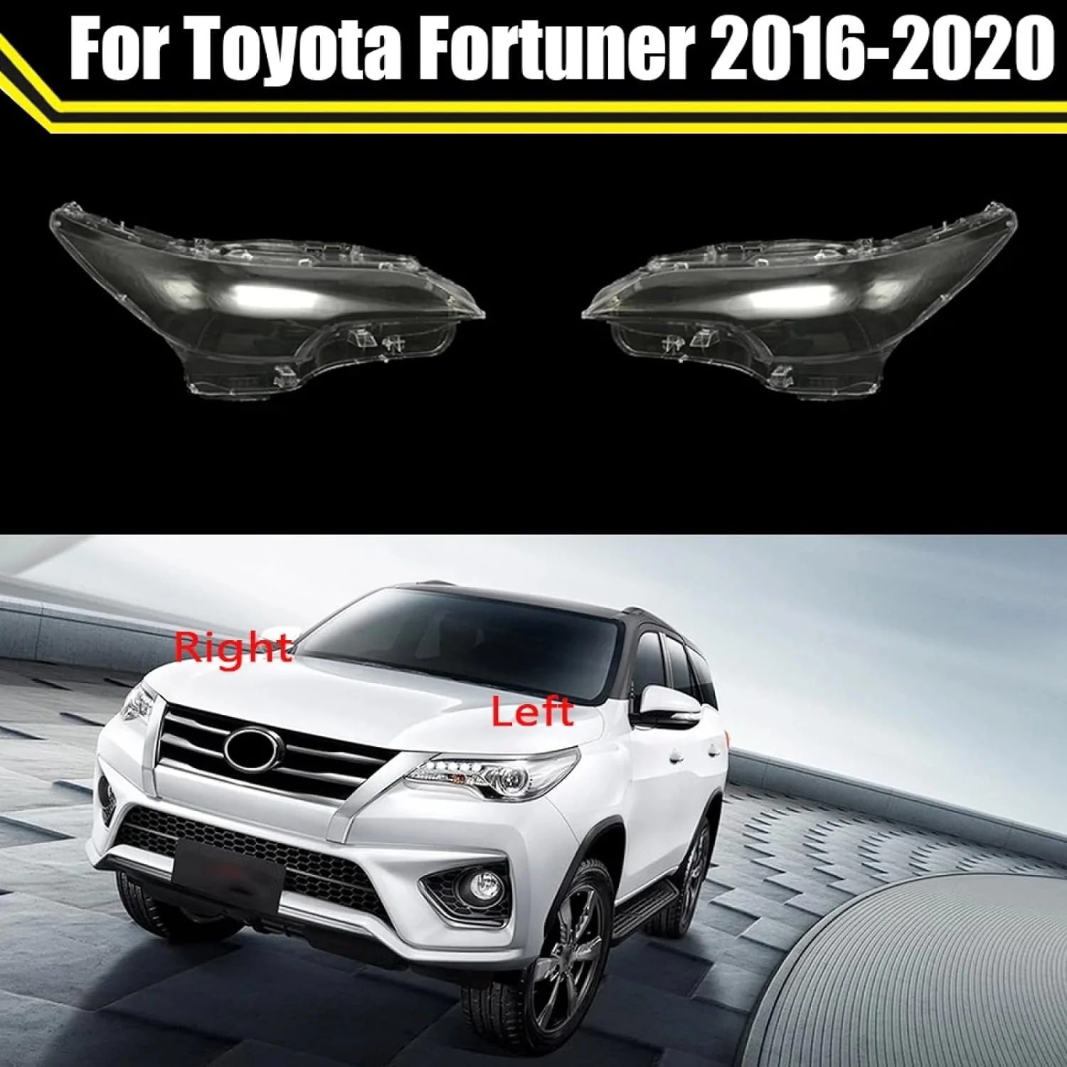 Headlight Lens Cover Suitable For Toyota Fortuner 2016 - 2019