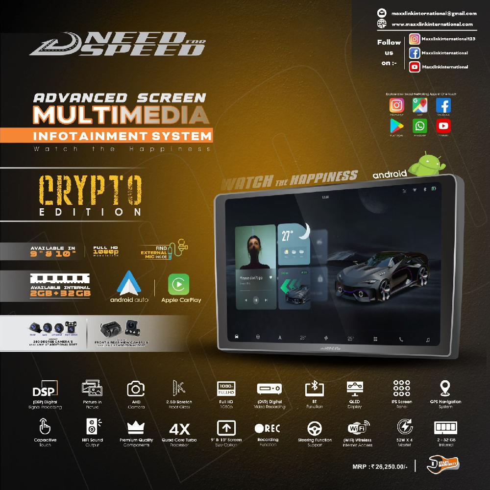  9 Inch Android Player 2 GB RAM + 32 GB Storage of NFS Need For Speed Crypto Edition